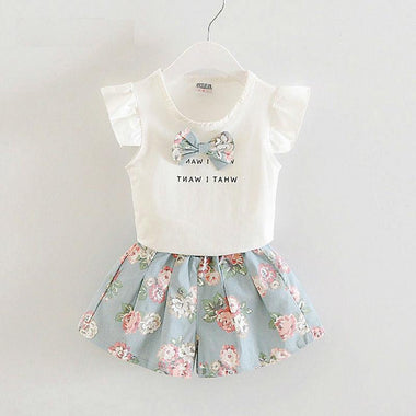 Fashion Lovely Bow Printed Dress