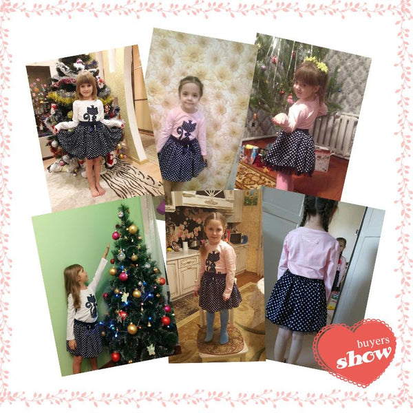 Elegant Cat Printed Long Sleeve Dress