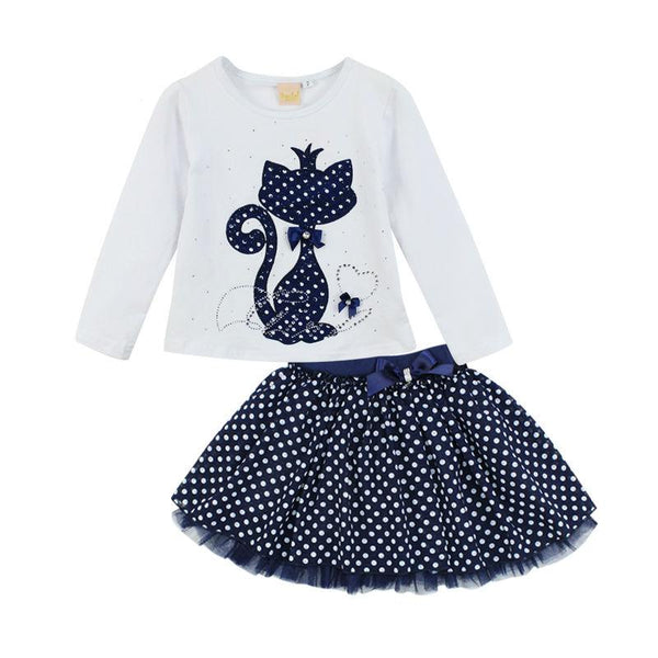 Elegant Cat Printed Long Sleeve Dress