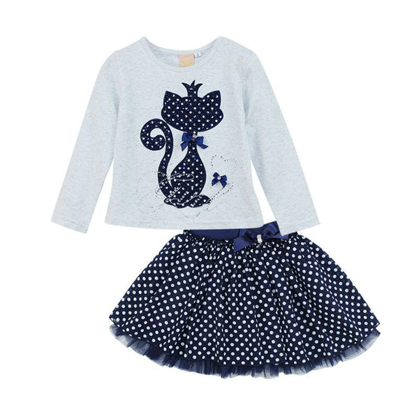 Elegant Cat Printed Long Sleeve Dress