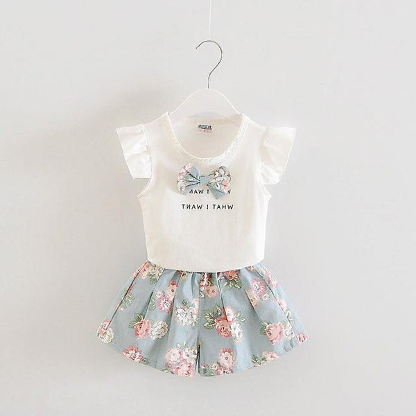 Fashion Lovely Bow Printed Dress