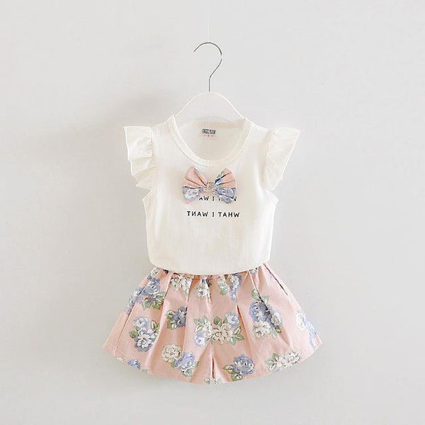 Fashion Lovely Bow Printed Dress
